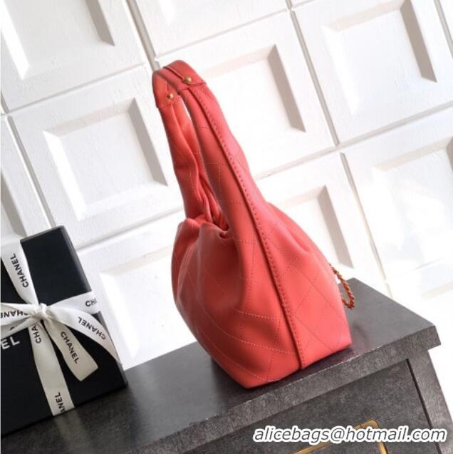 Well Crafted Chanel Calfskin Leather Hobo Handbag AS5976 Coral Pink 2025