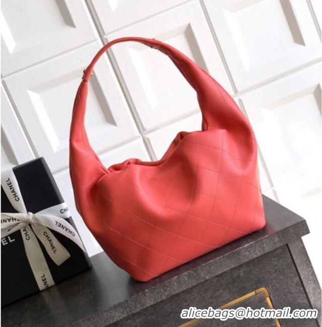 Well Crafted Chanel Calfskin Leather Hobo Handbag AS5976 Coral Pink 2025