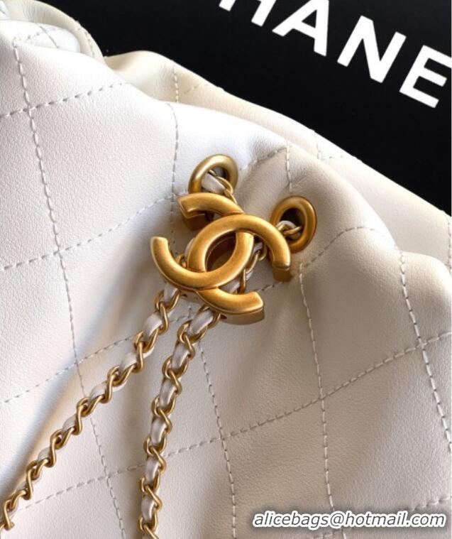 Good Looking Chanel Calfskin Leather Hobo Handbag AS5976 White 2025