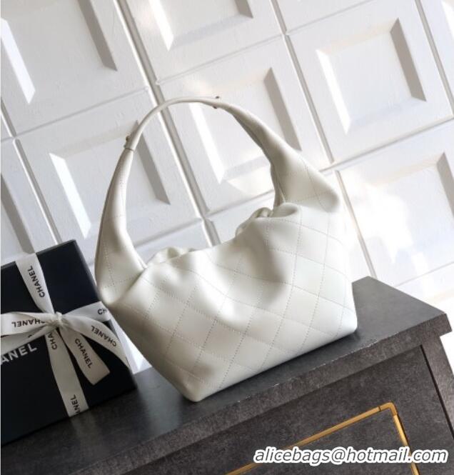 Good Looking Chanel Calfskin Leather Hobo Handbag AS5976 White 2025