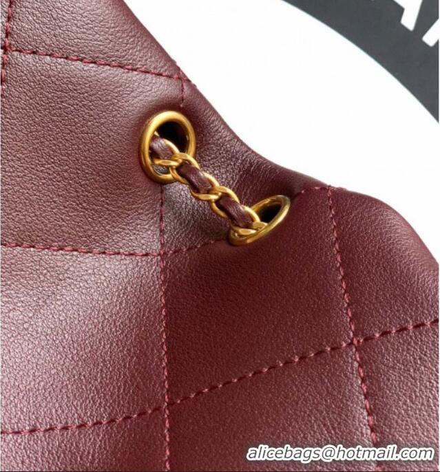 Buy Fashionable Chanel Calfskin Leather Hobo Handbag AS5976 Burgundy 2025