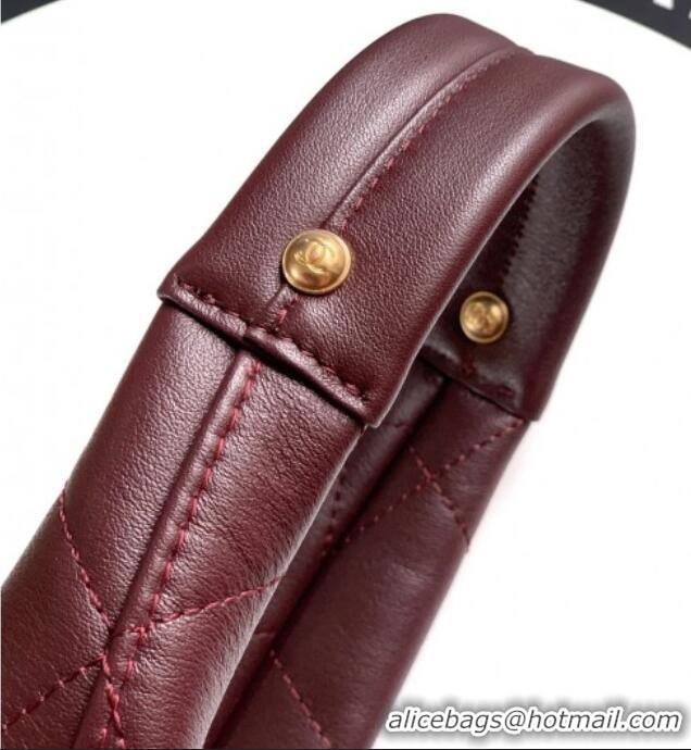 Buy Fashionable Chanel Calfskin Leather Hobo Handbag AS5976 Burgundy 2025