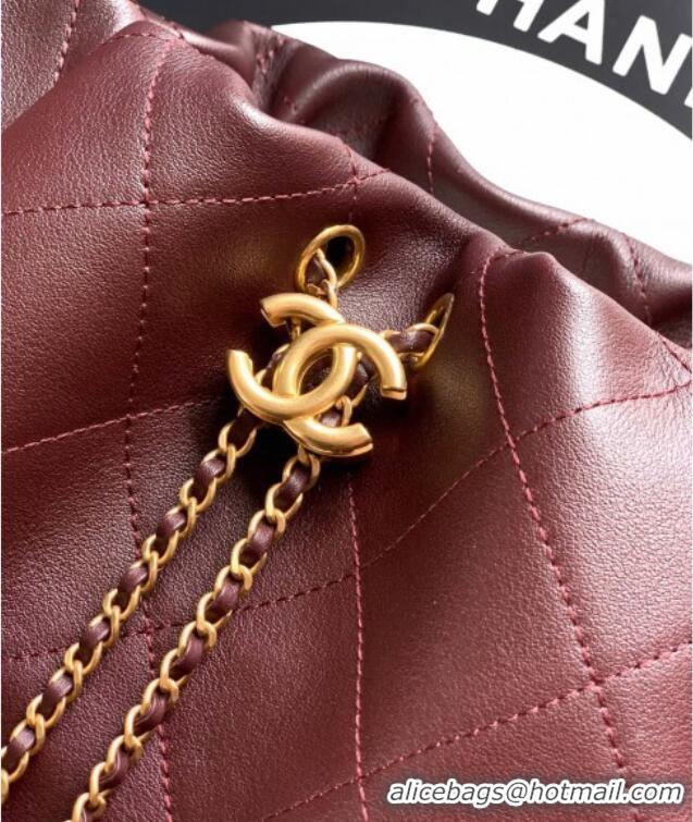Buy Fashionable Chanel Calfskin Leather Hobo Handbag AS5976 Burgundy 2025