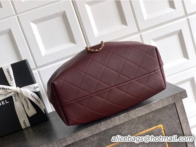 Buy Fashionable Chanel Calfskin Leather Hobo Handbag AS5976 Burgundy 2025