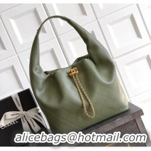 Famous Brand Chanel Calfskin Leather Large Hobo Handbag AS5967 Green 2025