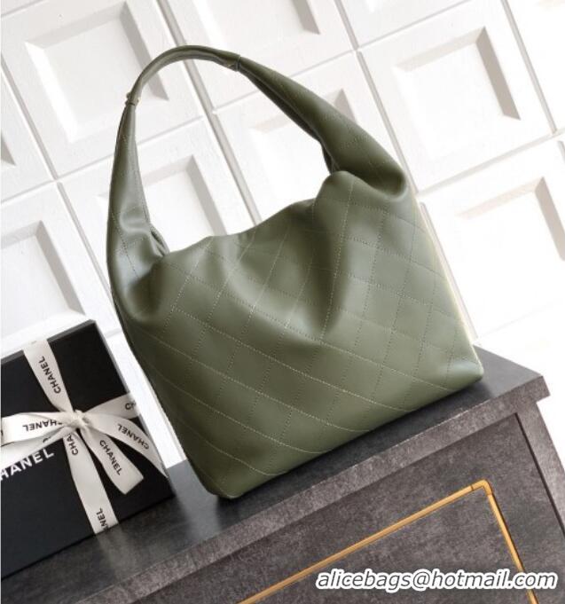 Famous Brand Chanel Calfskin Leather Large Hobo Handbag AS5967 Green 2025