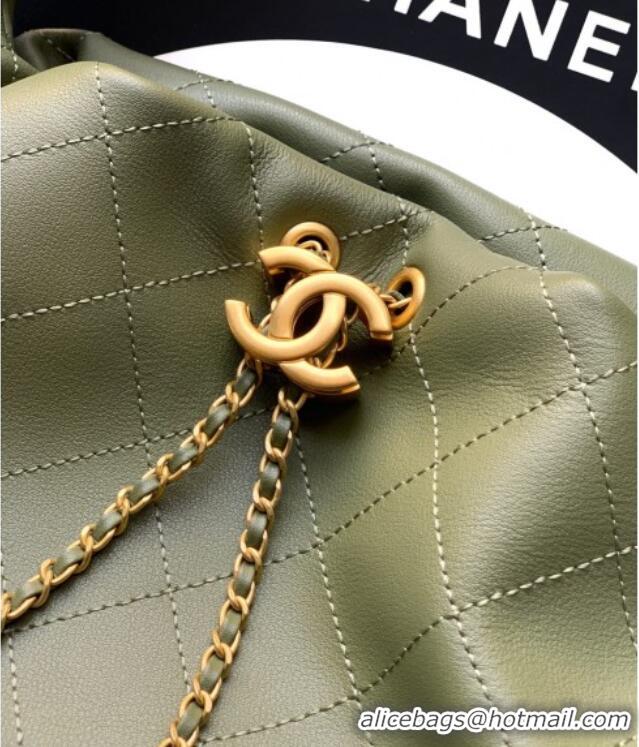 Famous Brand Chanel Calfskin Leather Large Hobo Handbag AS5967 Green 2025