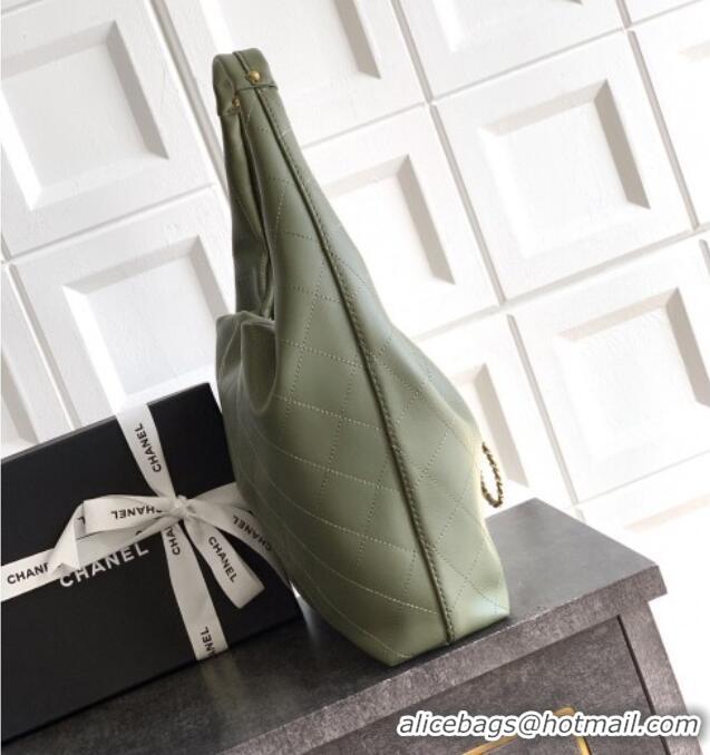 Famous Brand Chanel Calfskin Leather Large Hobo Handbag AS5967 Green 2025
