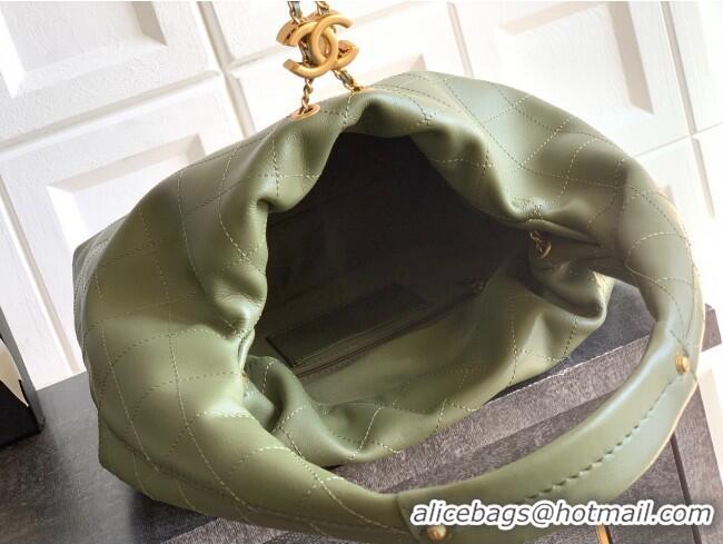 Famous Brand Chanel Calfskin Leather Large Hobo Handbag AS5967 Green 2025