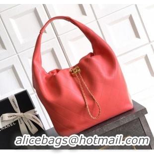 Top Design Chanel Calfskin Leather Large Hobo Handbag AS5967 Coral Pink 2025