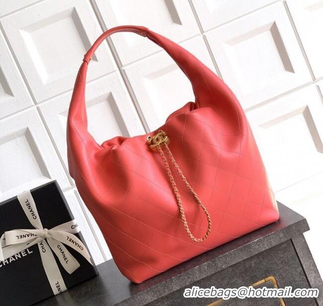 Top Design Chanel Calfskin Leather Large Hobo Handbag AS5967 Coral Pink 2025