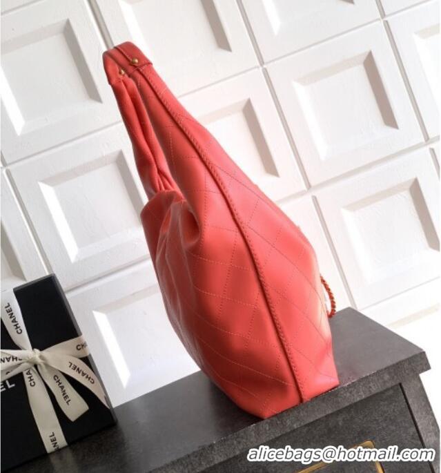 Top Design Chanel Calfskin Leather Large Hobo Handbag AS5967 Coral Pink 2025