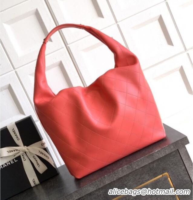 Top Design Chanel Calfskin Leather Large Hobo Handbag AS5967 Coral Pink 2025