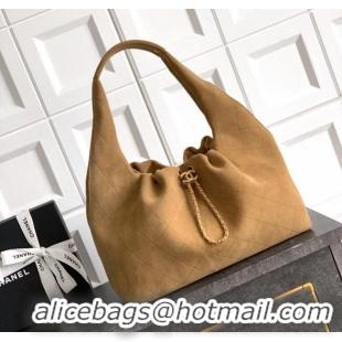 Famous Brand Chanel Suede Large Hobo Handbag AS5967 Brown 2025