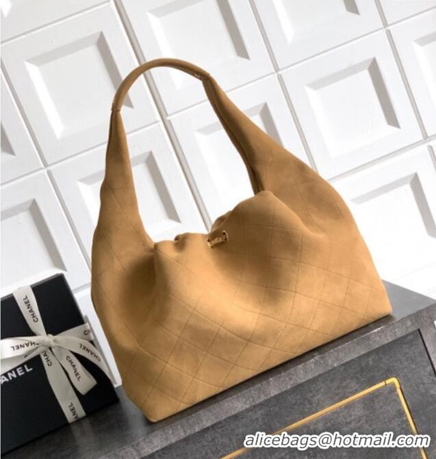 Famous Brand Chanel Suede Large Hobo Handbag AS5967 Brown 2025