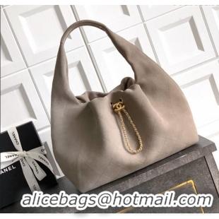 Shop Discount Chanel Suede Large Hobo Handbag AS5967 Grey 2025