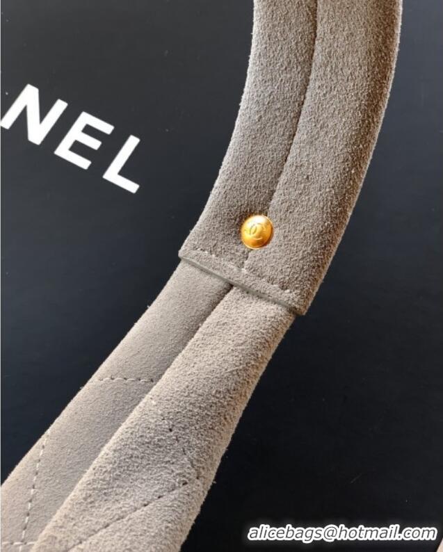 Shop Discount Chanel Suede Large Hobo Handbag AS5967 Grey 2025