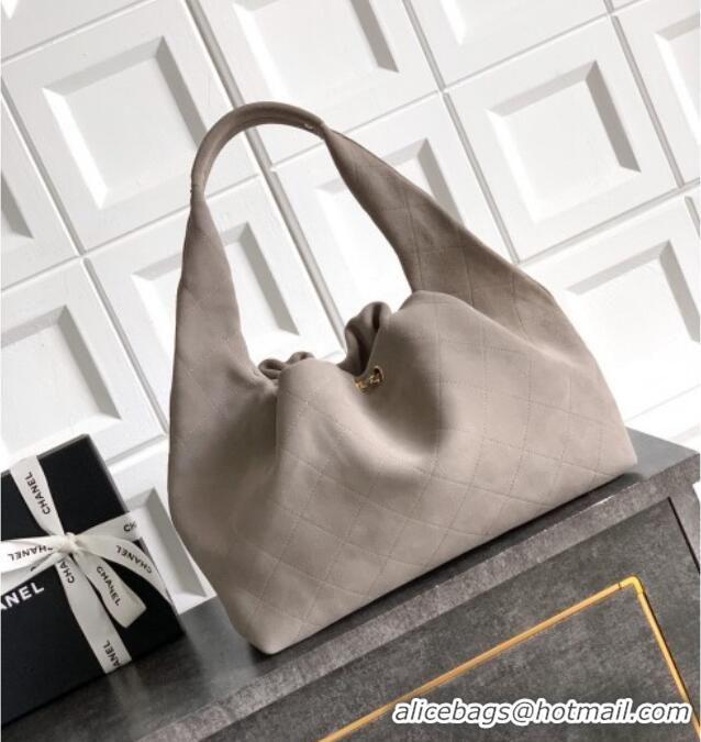 Shop Discount Chanel Suede Large Hobo Handbag AS5967 Grey 2025
