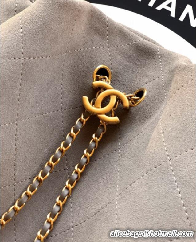 Shop Discount Chanel Suede Large Hobo Handbag AS5967 Grey 2025