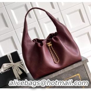 Traditional Specials Chanel Calfskin Leather Large Hobo Handbag AS5967 Dark Burgundy 2025