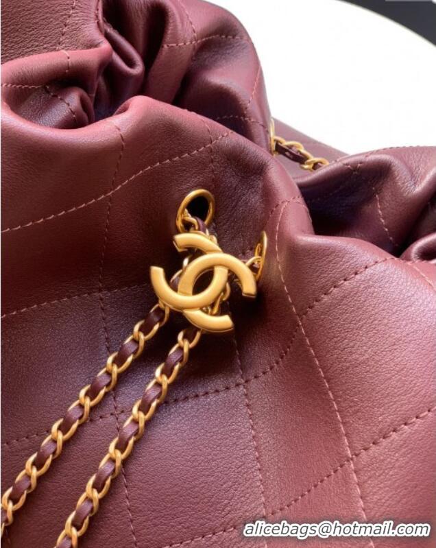 Traditional Specials Chanel Calfskin Leather Large Hobo Handbag AS5967 Dark Burgundy 2025