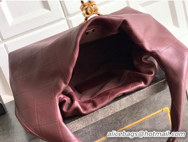 Traditional Specials Chanel Calfskin Leather Large Hobo Handbag AS5967 Dark Burgundy 2025