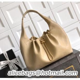 Luxury Discount Chanel Calfskin Leather Large Hobo Handbag AS5967 Beige 2025
