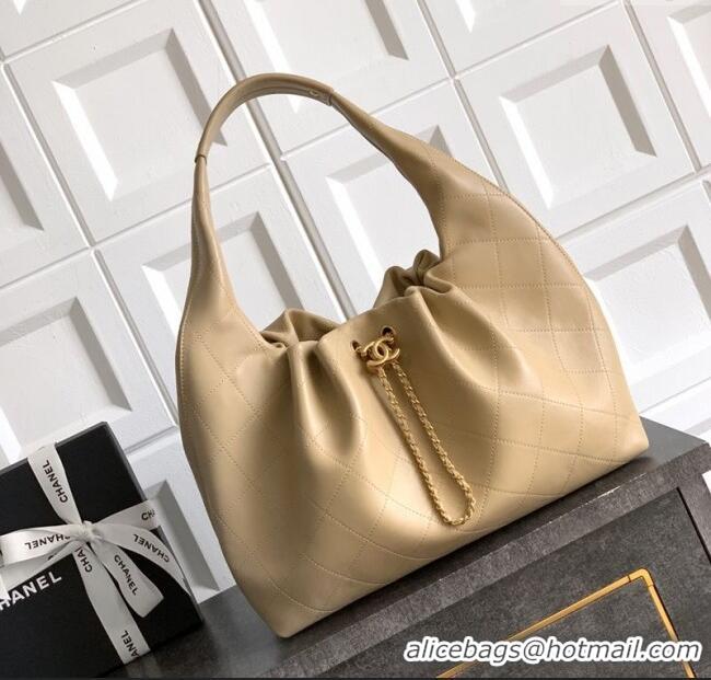 Luxury Discount Chanel Calfskin Leather Large Hobo Handbag AS5967 Beige 2025