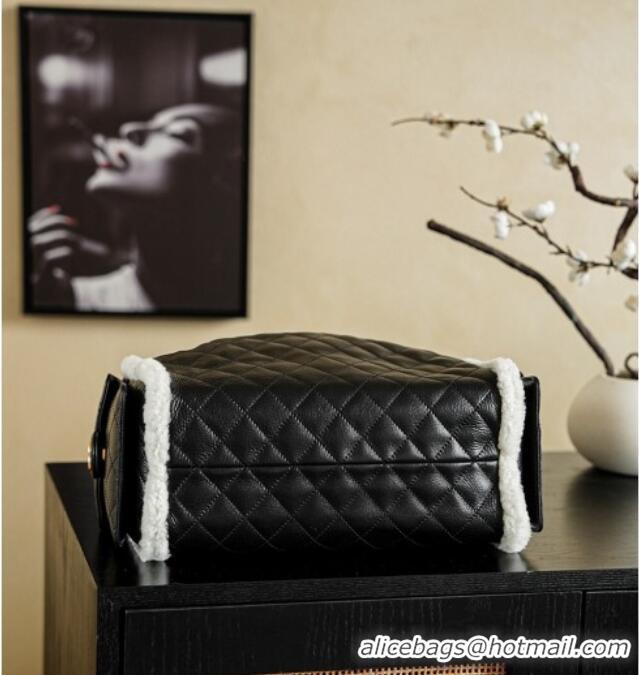 Super Quality Chanel Quilted Calfskin 25 Medium Handbag with Shearling AS5311 Black/White 2025