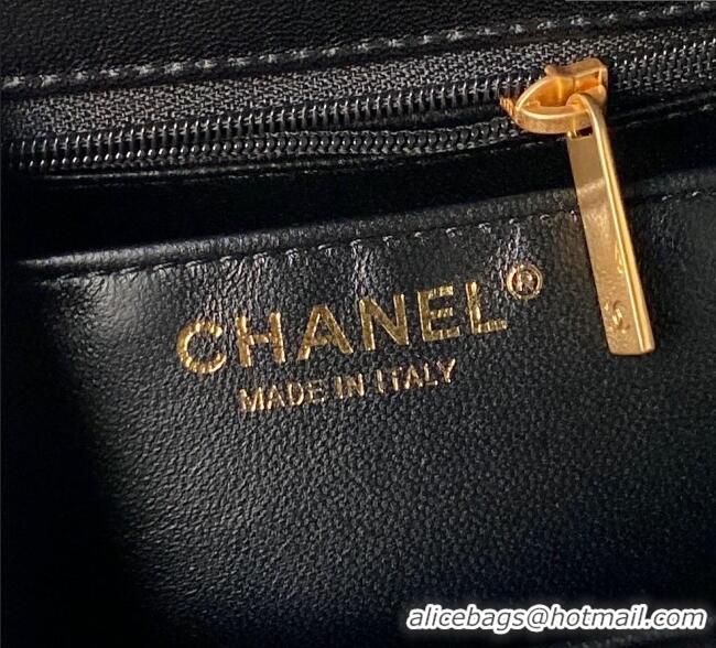 Buy Discount Chanel Lambskin Leather Small Flap Bag with Chain Top Handle AS5813 Black 2025
