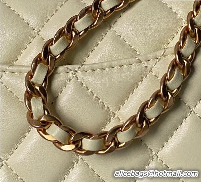 Luxury Cheap Chanel Lambskin Leather Small Flap Bag with Chain Top Handle AS5813 Yellow 2025