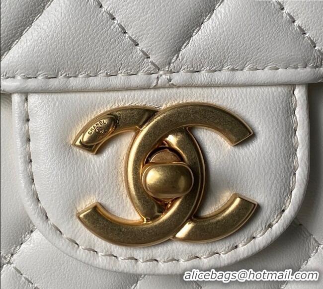 Good Looking Chanel Lambskin Leather Small Flap Bag with Chain Top Handle AS5813 White 2025