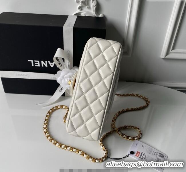 Good Looking Chanel Lambskin Leather Small Flap Bag with Chain Top Handle AS5813 White 2025
