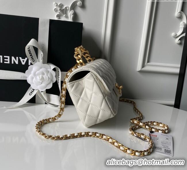 Good Looking Chanel Lambskin Leather Small Flap Bag with Chain Top Handle AS5813 White 2025