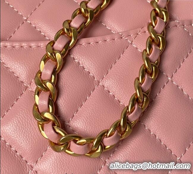 Best Product Chanel Lambskin Leather Small Flap Bag with Chain Top Handle AS5813 Pink 2025