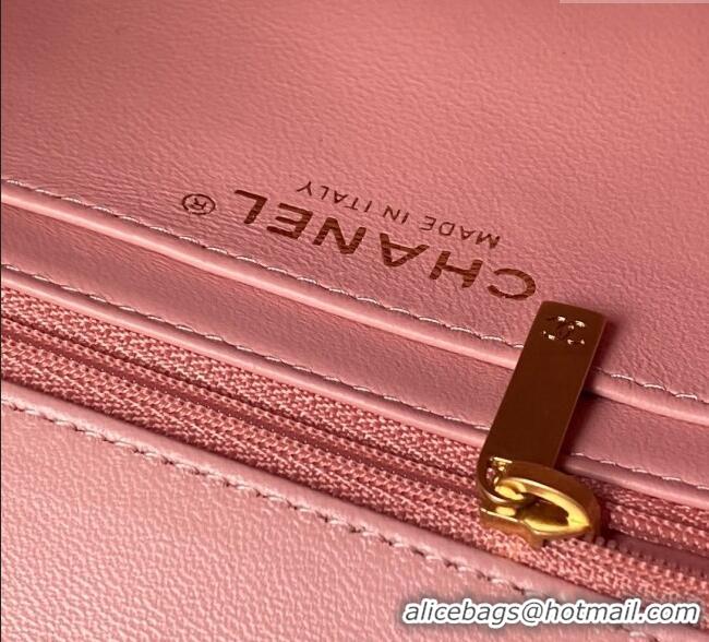 Best Product Chanel Lambskin Leather Small Flap Bag with Chain Top Handle AS5813 Pink 2025