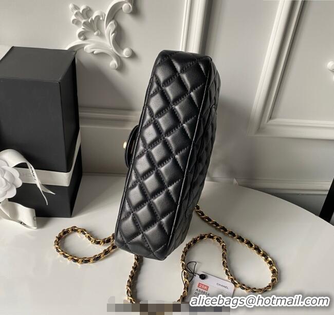 Reasonable Price Chanel Lambskin Leather Flap Bag with Chain Top Handle AS5814 Black 2025