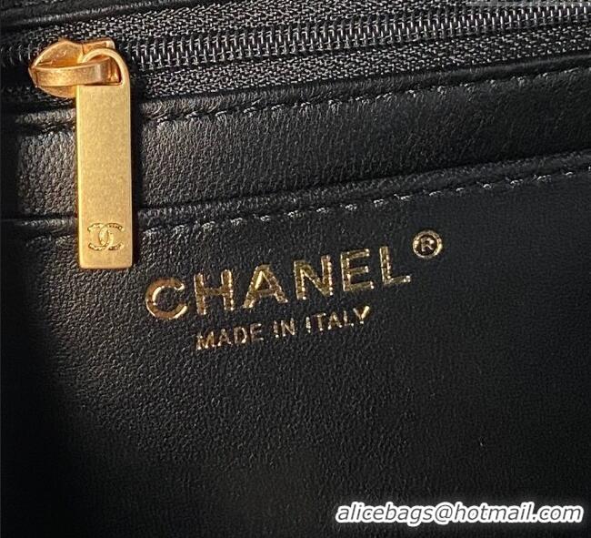 Reasonable Price Chanel Lambskin Leather Flap Bag with Chain Top Handle AS5814 Black 2025
