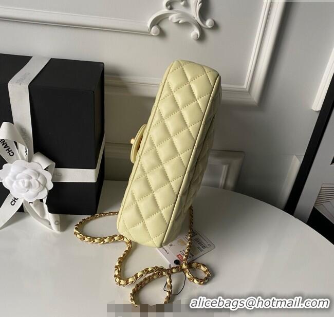 Top Design Chanel Lambskin Leather Flap Bag with Chain Top Handle AS5814 Yellow 2025