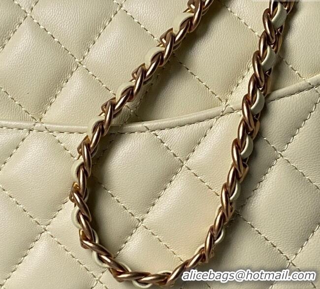 Top Design Chanel Lambskin Leather Flap Bag with Chain Top Handle AS5814 Yellow 2025