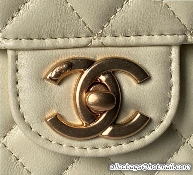 Top Design Chanel Lambskin Leather Flap Bag with Chain Top Handle AS5814 Yellow 2025