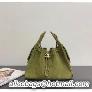 Buy Inexpensive Chanel 25 Suede Small Hobo bag AS5293 Green 2025