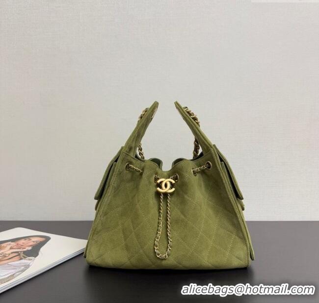 Buy Inexpensive Chanel 25 Suede Small Hobo bag AS5293 Green 2025