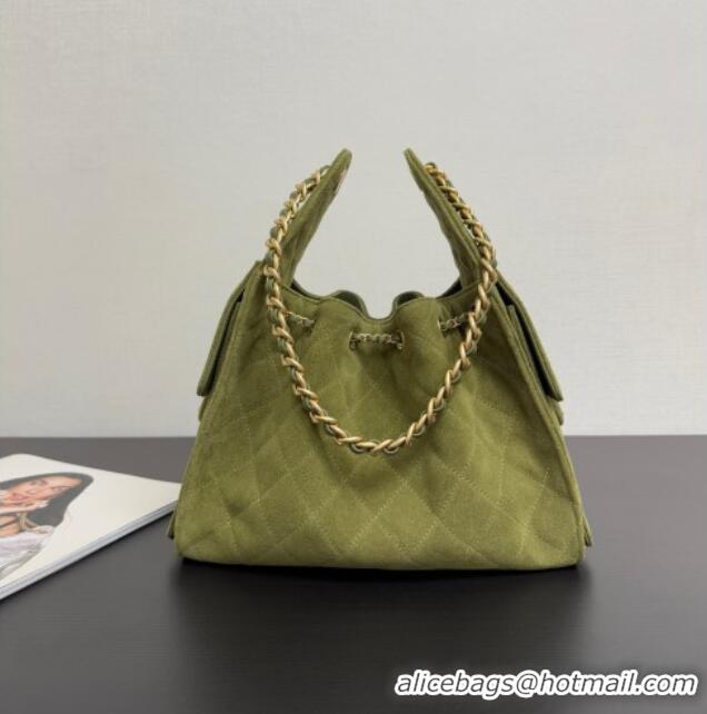 Buy Inexpensive Chanel 25 Suede Small Hobo bag AS5293 Green 2025