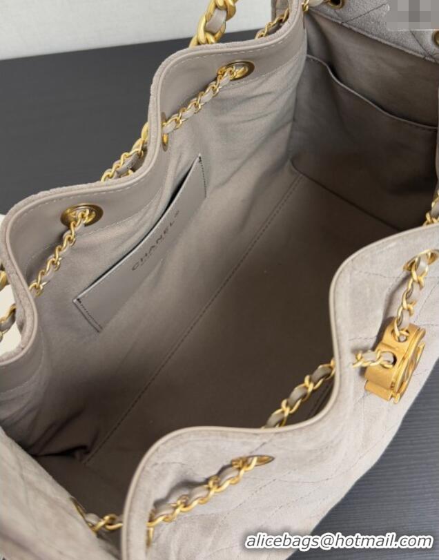 Top Quality Chanel 25 Suede Small Hobo bag AS5293 Grey 2025