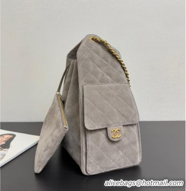 Top Quality Chanel 25 Suede Medium Hobo Handbag AS5311 Grey 2025