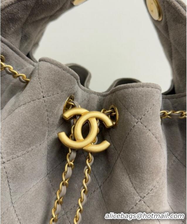 Top Quality Chanel 25 Suede Medium Hobo Handbag AS5311 Grey 2025