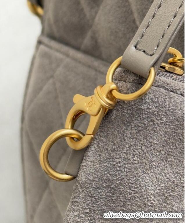 Top Quality Chanel 25 Suede Medium Hobo Handbag AS5311 Grey 2025