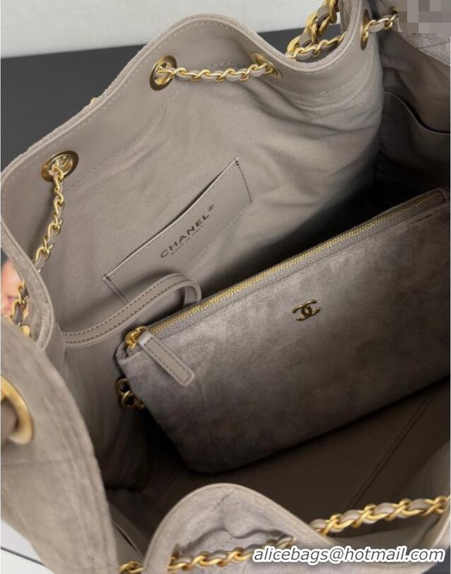 Top Quality Chanel 25 Suede Medium Hobo Handbag AS5311 Grey 2025