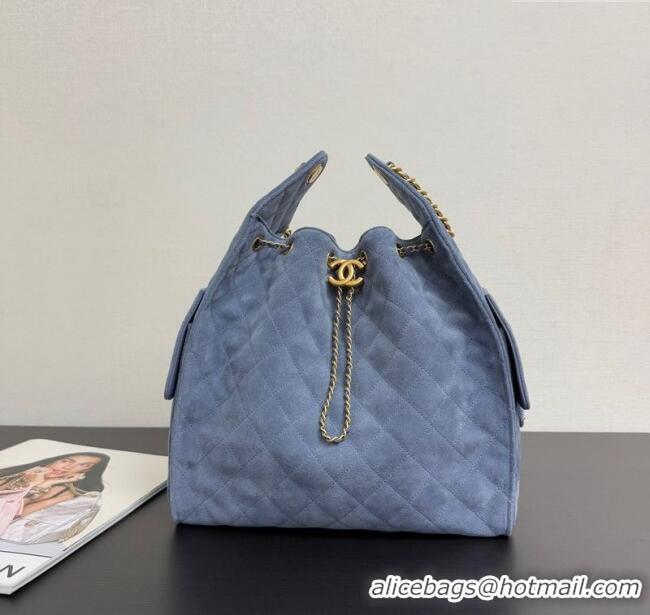 Modern Classic Chanel 25 Suede Medium Hobo Handbag AS5311 Blue 2025